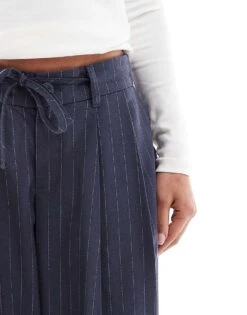 Hollister Low Rise Baggy Trouser In Beige For Women Pinstripe -Hollister Shop 207900947 5