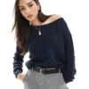 Hollister Slouchy Off Shoulder Knit In Navy For Women