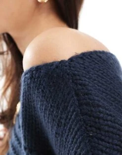 Hollister Slouchy Off Shoulder Knit In Navy For Women -Hollister Shop 207900956 3