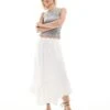 Hollister Panel Detail Fluted Hem Maxi Skirt In White For Women -Hollister Shop 207948178 1 white