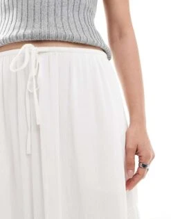Hollister Panel Detail Fluted Hem Maxi Skirt In White For Women -Hollister Shop 207948178 5