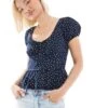 Hollister Milkmaid Short Sleeve Top In Navy Polka Dot For Women -Hollister Shop 207953312 1 navypolkadot
