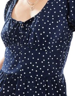 Hollister Milkmaid Short Sleeve Top In Navy Polka Dot For Women -Hollister Shop 207953312 4