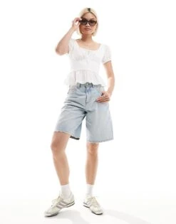 Hollister Milkmaid Short Sleeve Top In White For Women -Hollister Shop 207953330 3