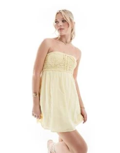 Hollister Crochet Bandeau Mini Dress In Yellow For Women