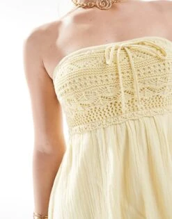 Hollister Crochet Bandeau Mini Dress In Yellow For Women -Hollister Shop 207953420 3