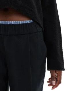 Hollister Double Waistband Detail Trousers In Black For Women -Hollister Shop 208148025 5